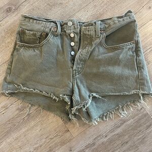 Women's Green Levi Denim Shorts